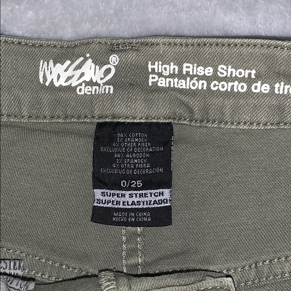 Olive Green High Waisted Denim Shorts size 0 / 25 - Picture 2 of 3